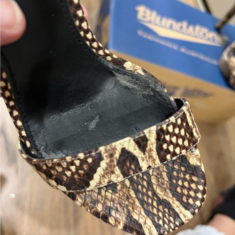 Michael Kors Brown & Cream Snake-Print Platform Ankle-Strap Heels - Picture 5 of 5